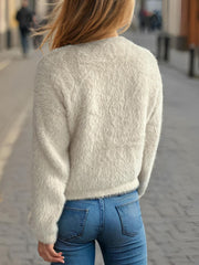 Cutout Knot Button Long Sleeve Cardigan - Trendsi