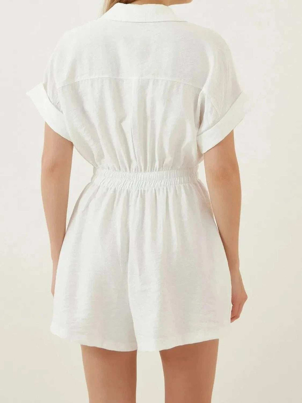 Johnny Collar Short Sleeve Romper - Trendsi - Flyclothing LLC