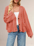 Cable Knit Button-Down Cardigan - Trendsi - Flyclothing LLC
