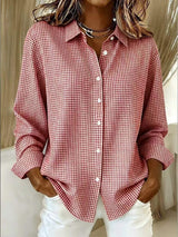 Full Size Plaid Button Up Long Sleeve Shirt Plus Size - Trendsi - Flyclothing LLC
