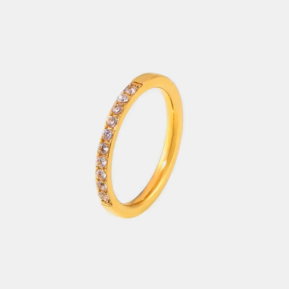 Titanium Steel Inlaid Zircon Ring - Trendsi - Flyclothing LLC
