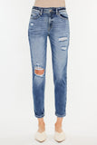Kancan High Rise Distressed Mom Jeans - Trendsi