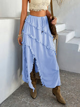 Devine Slit Drawstring Ruffled Skirt - Trendsi - Flyclothing LLC