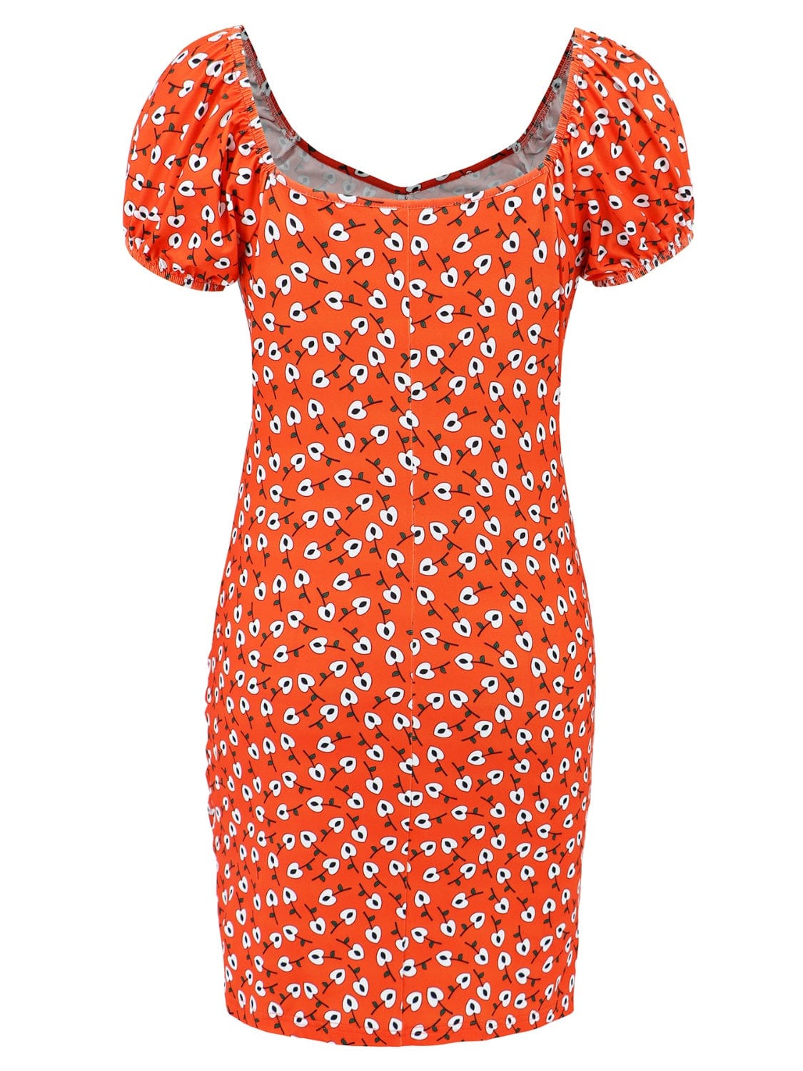 Printed V-Neck Short Sleeve Mini Dress - Trendsi