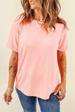 Round Neck Short Sleeve T-Shirt - Trendsi - Flyclothing LLC