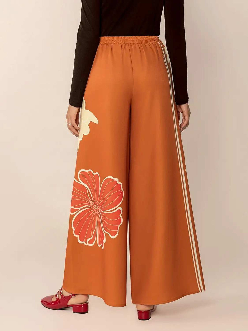 Printed Elastic Waist Wide Leg Pants - Trendsi - Flyclothing LLC