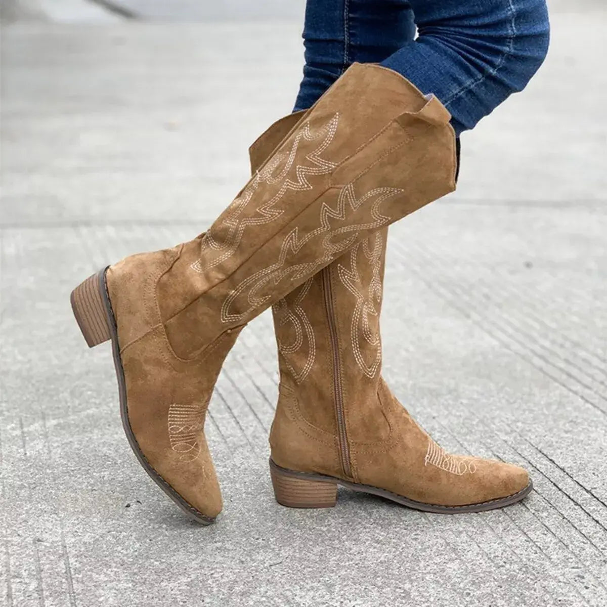 Point Toe Block Heels Boots - Trendsi - Flyclothing LLC