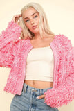 VERY J Shaggy Yarn Knit Zip Up Jacket - Trendsi