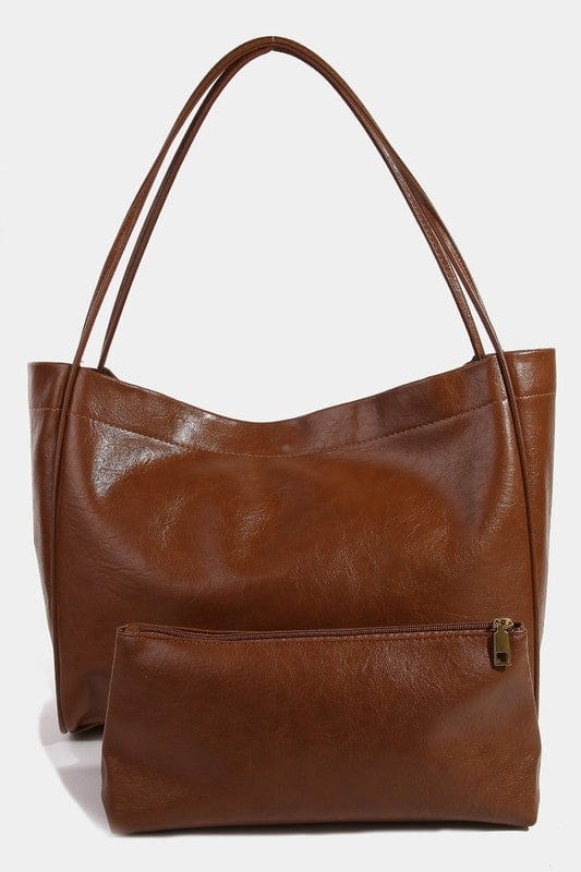 Fame Faux Leather Tote Bag - Trendsi