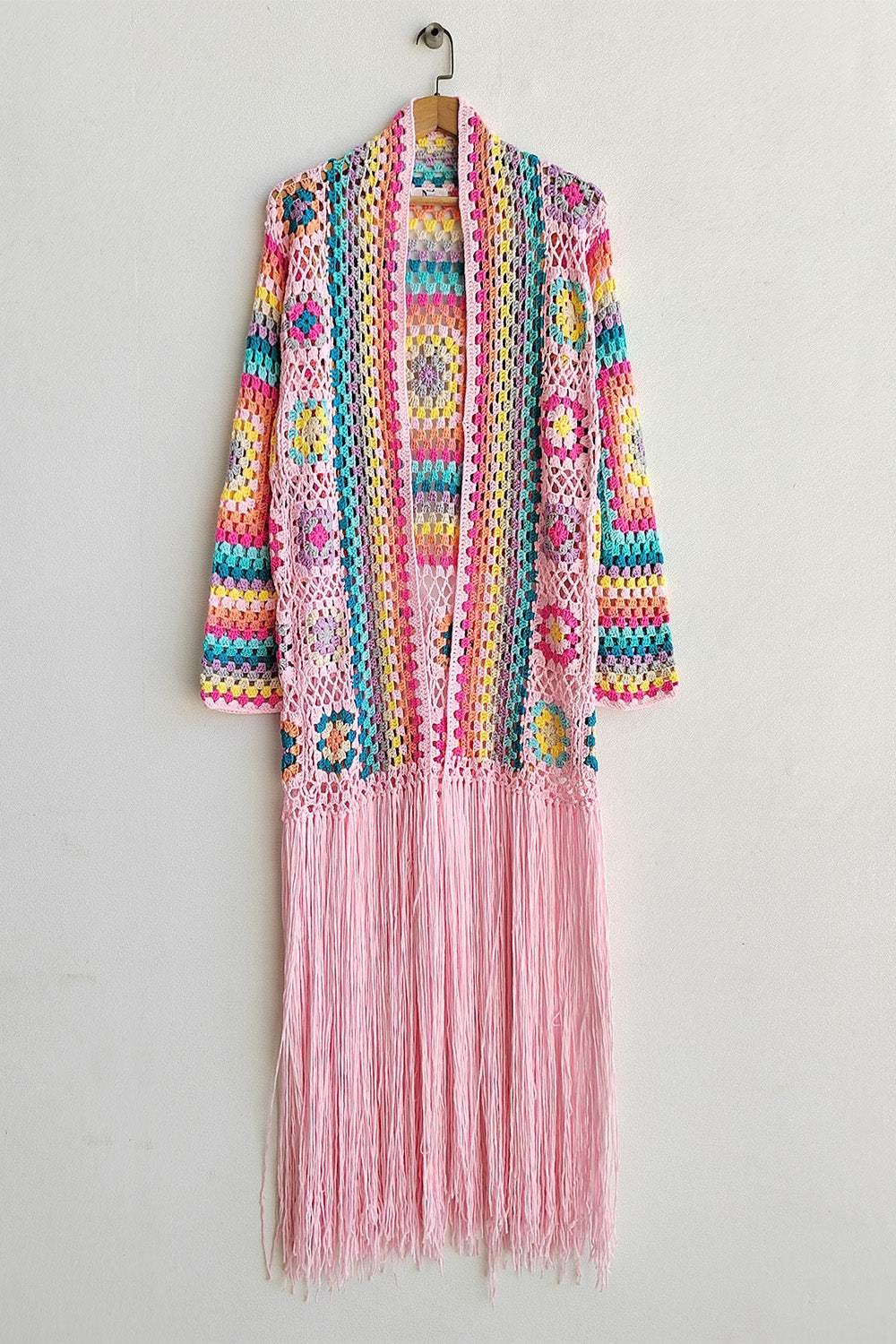 Fringe Tied Long Sleeve Cardigan - Trendsi - Flyclothing LLC
