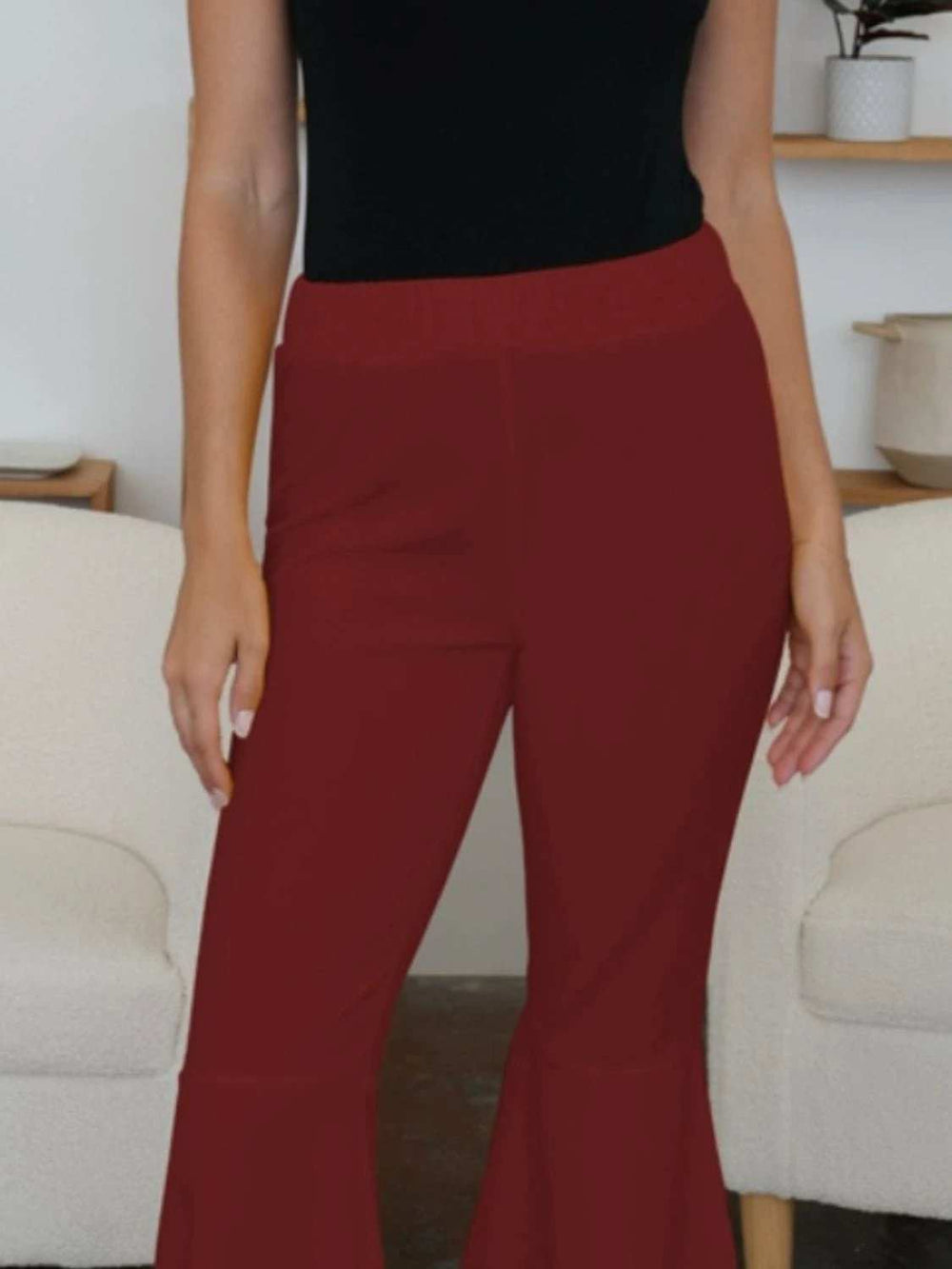 High-Low Bootcut Pants - Trendsi - Flyclothing LLC