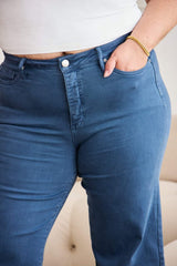 RFM Crop Chloe Full Size Tummy Control High Waist Raw Hem Jeans - Trendsi - Flyclothing LLC