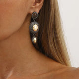 Vintage-Inspired Dangle Earrings with Gold Accents - Trendsi - Flyclothing LLC