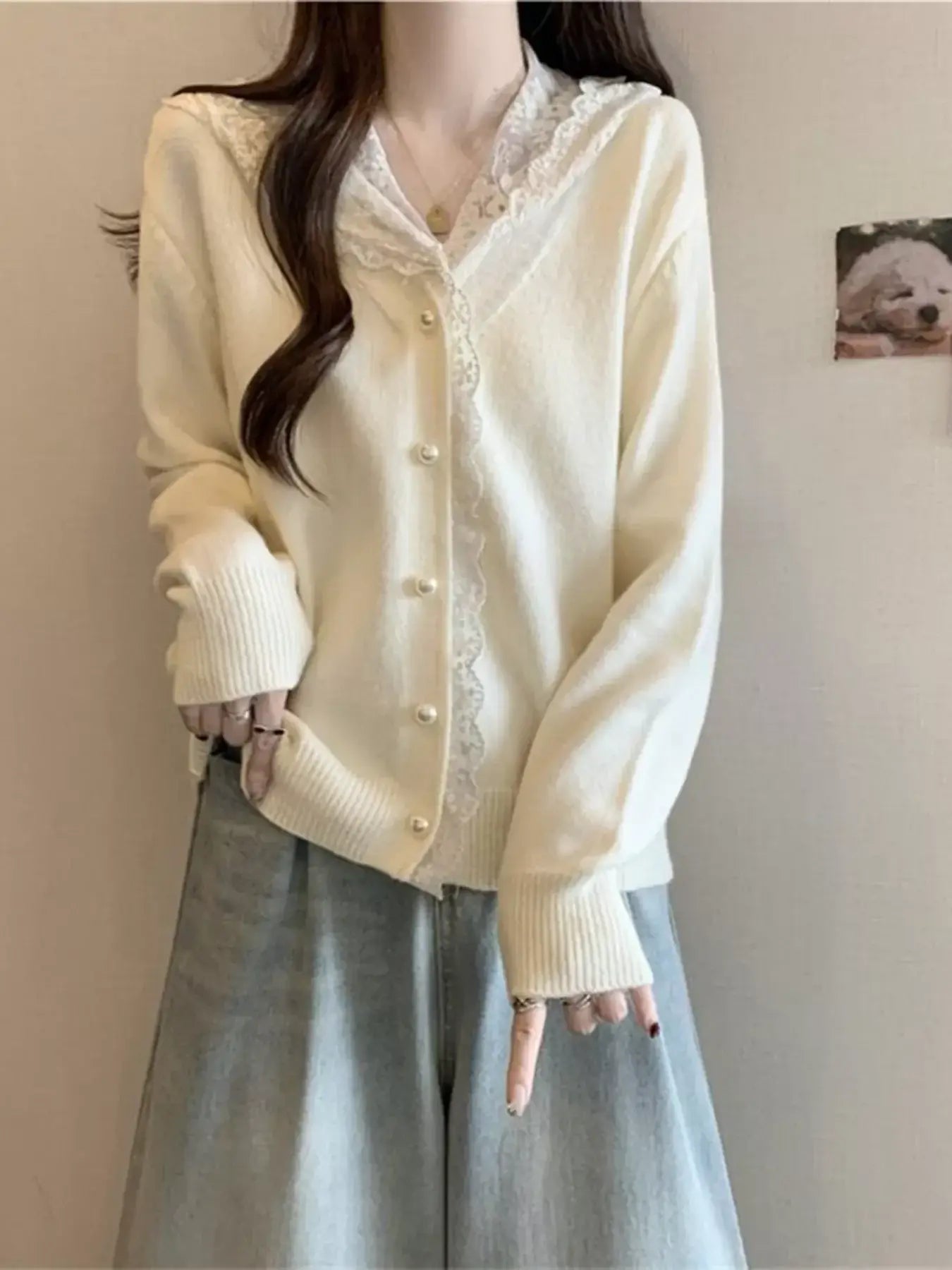 Lace Trim Hooded Cardigan - Trendsi - Flyclothing LLC