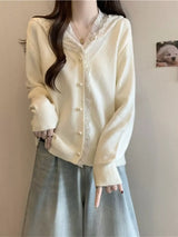 Lace Trim Hooded Cardigan - Trendsi - Flyclothing LLC