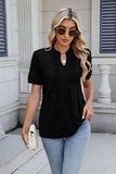 Notched Short Sleeve Top - Trendsi - Flyclothing LLC