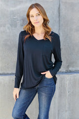 Basic Bae Full Size V-Neck Long Sleeve Top - ShopBasicbae - Flyclothing LLC