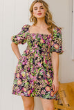 ODDI Full Size Floral Tie-Back Mini Dress - Trendsi