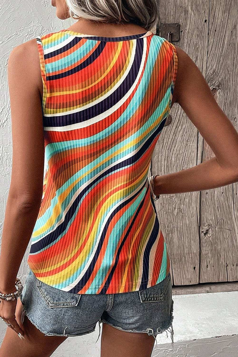 Color Block Round Neck Tank - Trendsi - Flyclothing LLC