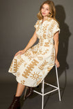 Umgee Full Size Abstract Print Elastic Waist Midi Dress Plus Size - Trendsi