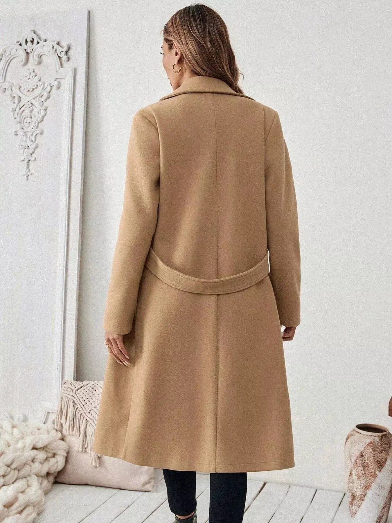 One Button Wool Blend Overcoat - Trendsi - Flyclothing LLC
