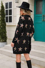 Angel Wings Star Open Front Long Sleeve Cardigan - Trendsi - Flyclothing LLC
