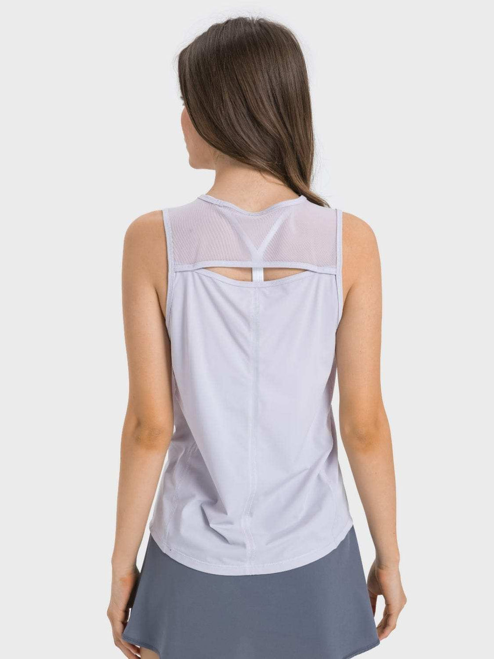 Millennia Cutout Back Round Neck Active Tank - Trendsi - Flyclothing LLC