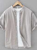 Men's Plus Size Button Up Short Sleeve Shirt - Trendsi - Flyclothing LLC