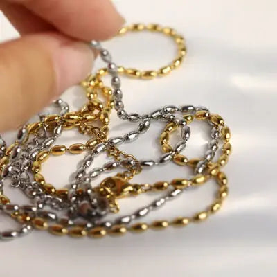 Titanium Steel Beaded Necklace - Trendsi - Flyclothing LLC