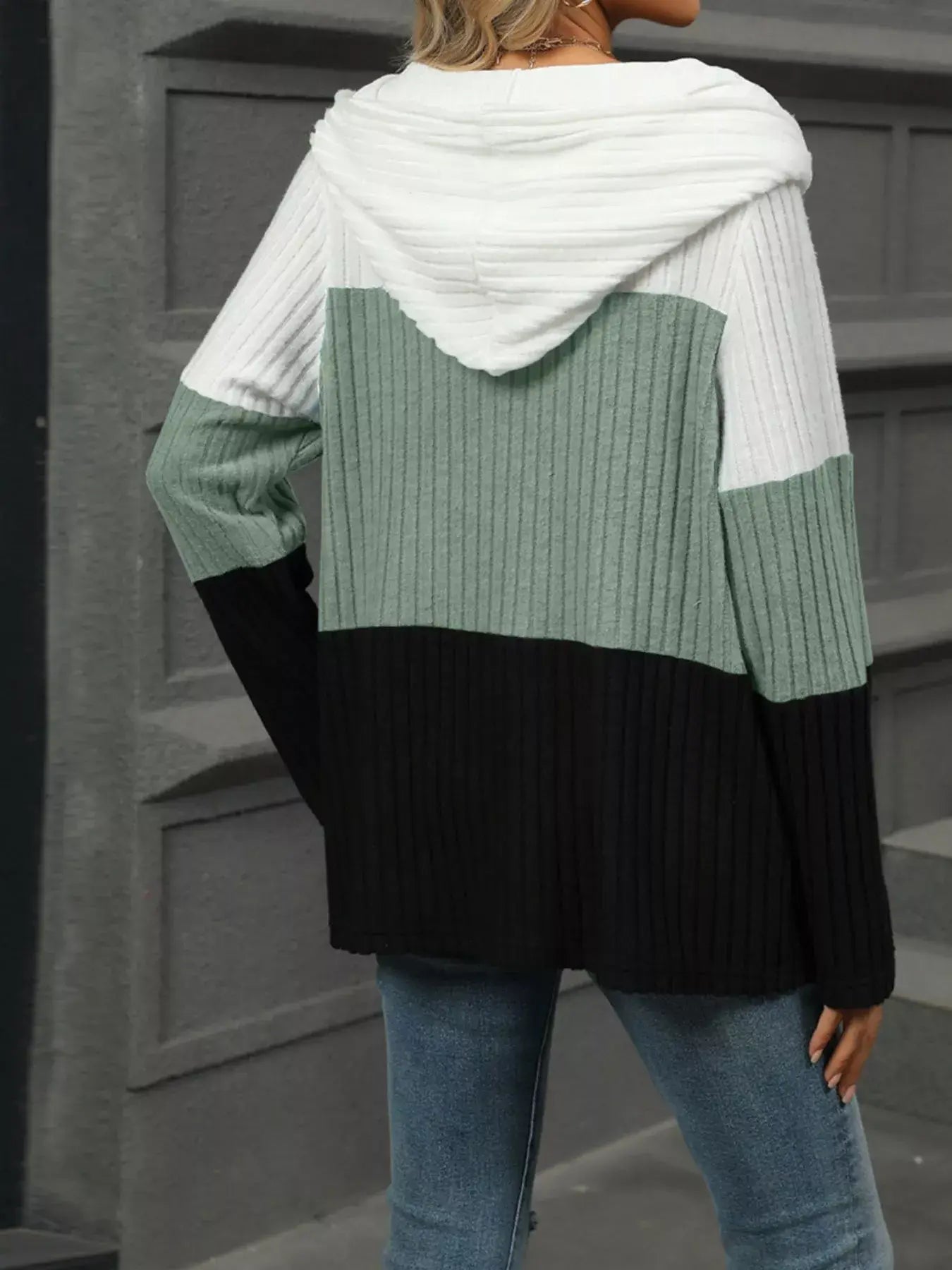 Color Block Half Zip Hooded Top - Trendsi - Flyclothing LLC