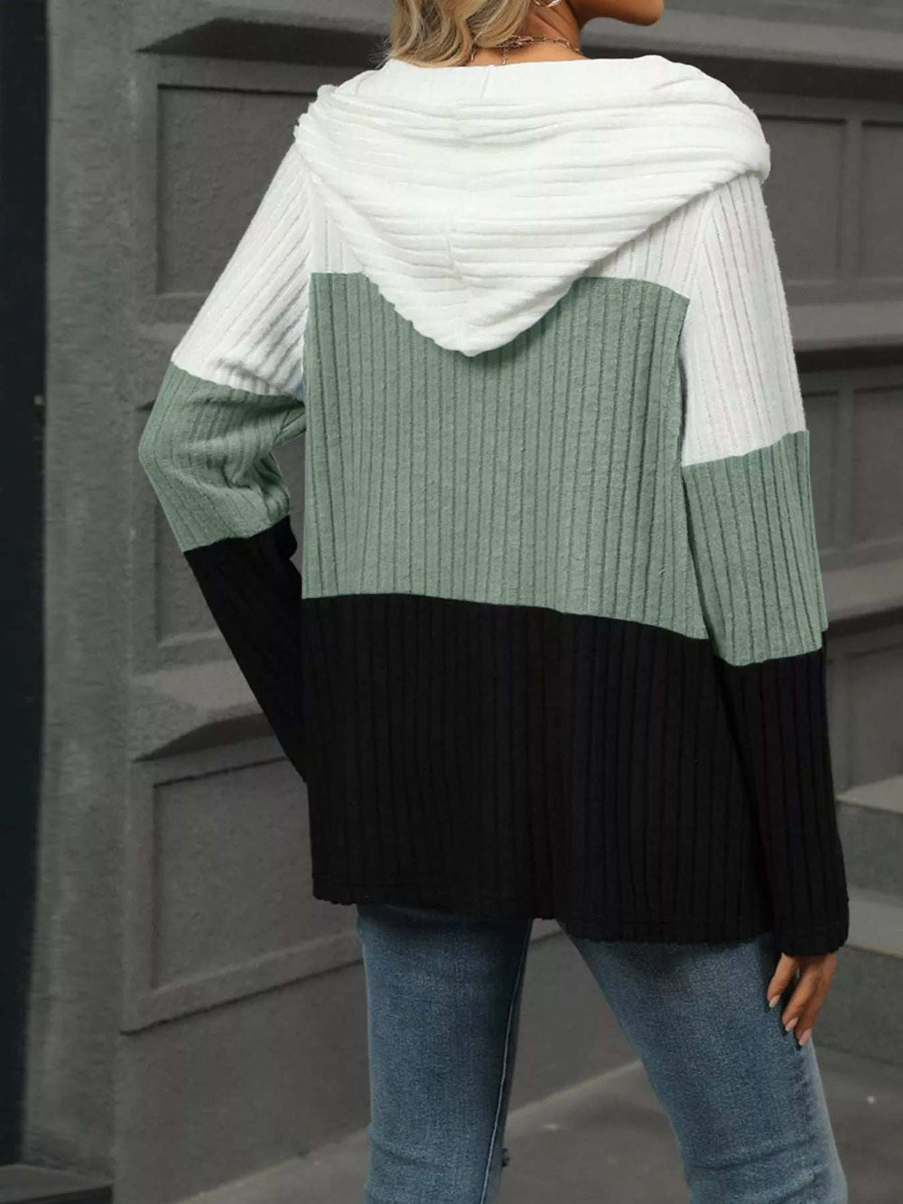 Color Block Half Zip Hooded Top - Trendsi - Flyclothing LLC