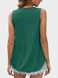 Florira Eyelet Round Neck Tank - Trendsi - Flyclothing LLC