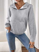 Perfee Half Zip Long Sleeve Hoodie - Trendsi - Flyclothing LLC