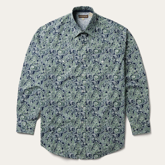 Stetson Greenspring Paisley Print Western Shirt