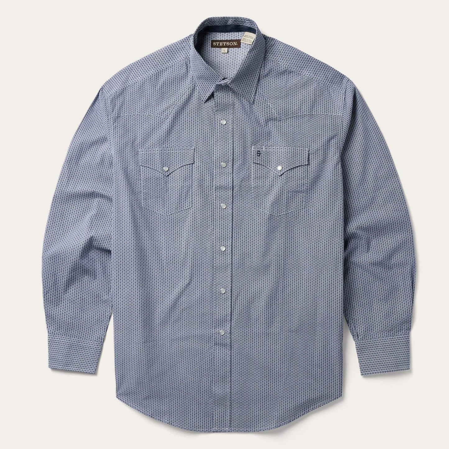 Stetson Blue Deco Geo Print Western Shirt - Stetson - Flyclothing LLC