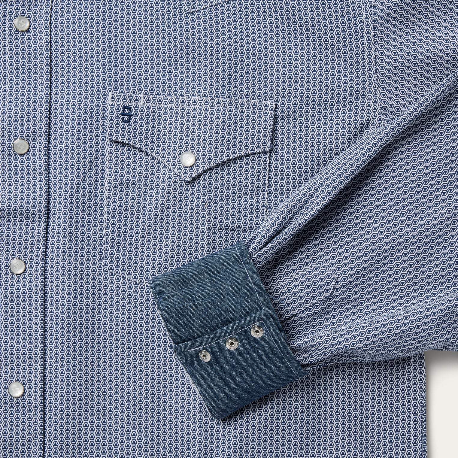 Stetson Blue Deco Geo Print Western Shirt - Stetson - Flyclothing LLC