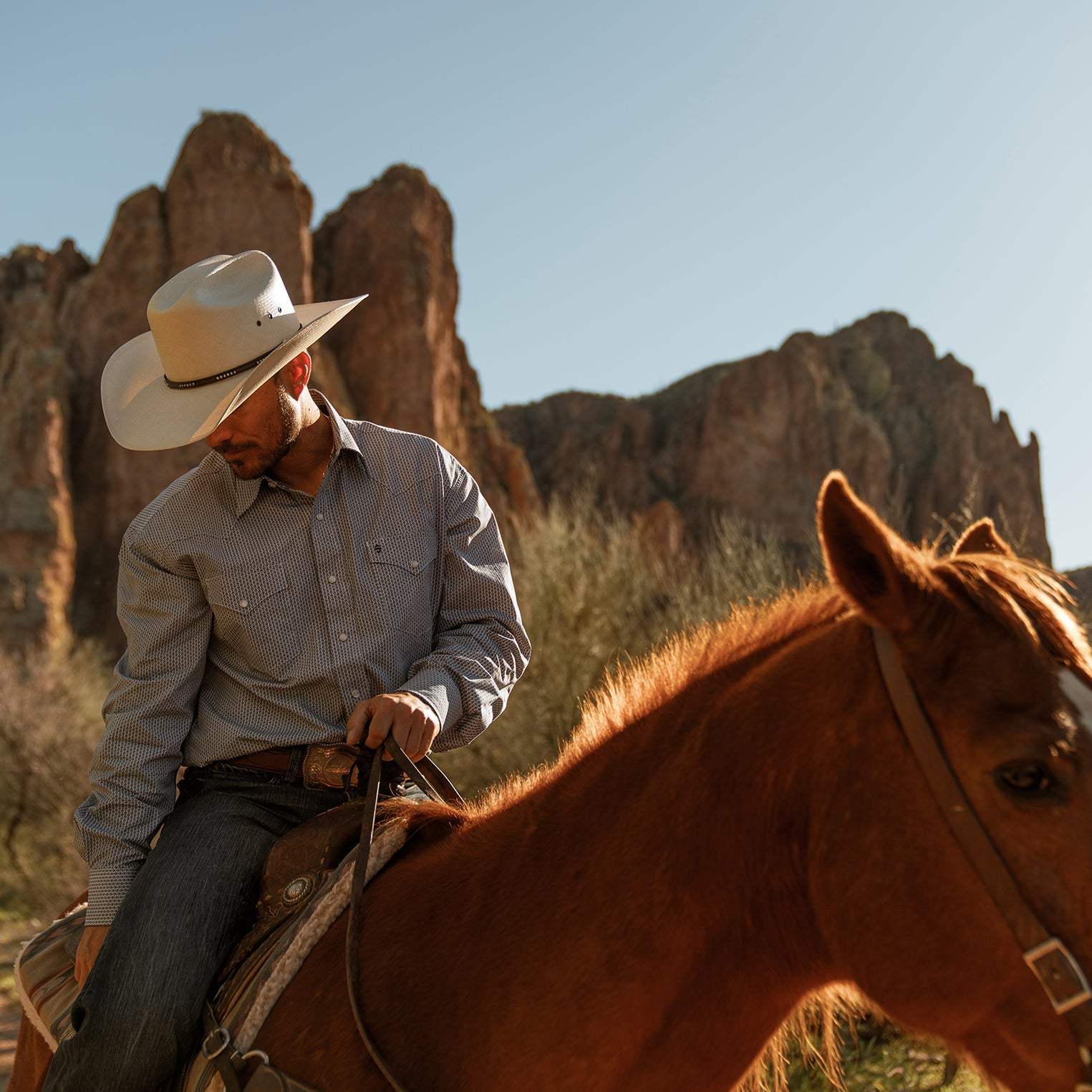 Stetson Blue Deco Geo Print Western Shirt - Stetson - Flyclothing LLC