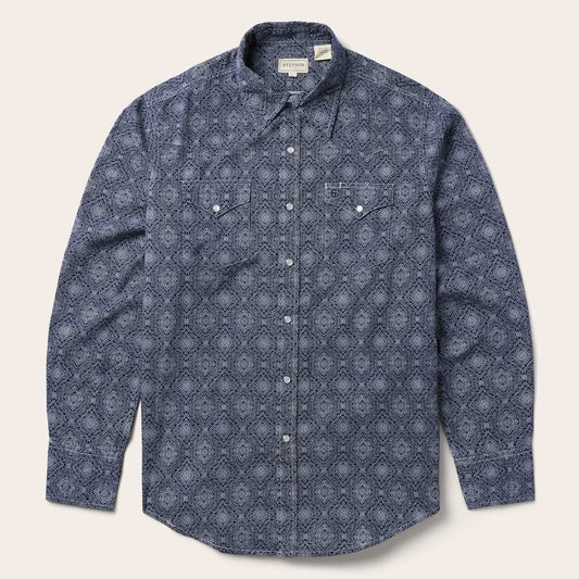 Stetson Blue Medallion Print Western Shirt - Stetson - Flyclothing LLC
