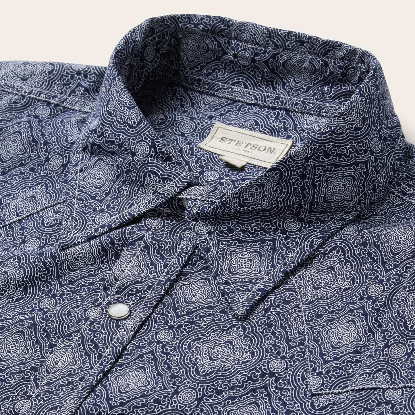 Stetson Blue Medallion Print Western Shirt - Stetson - Flyclothing LLC