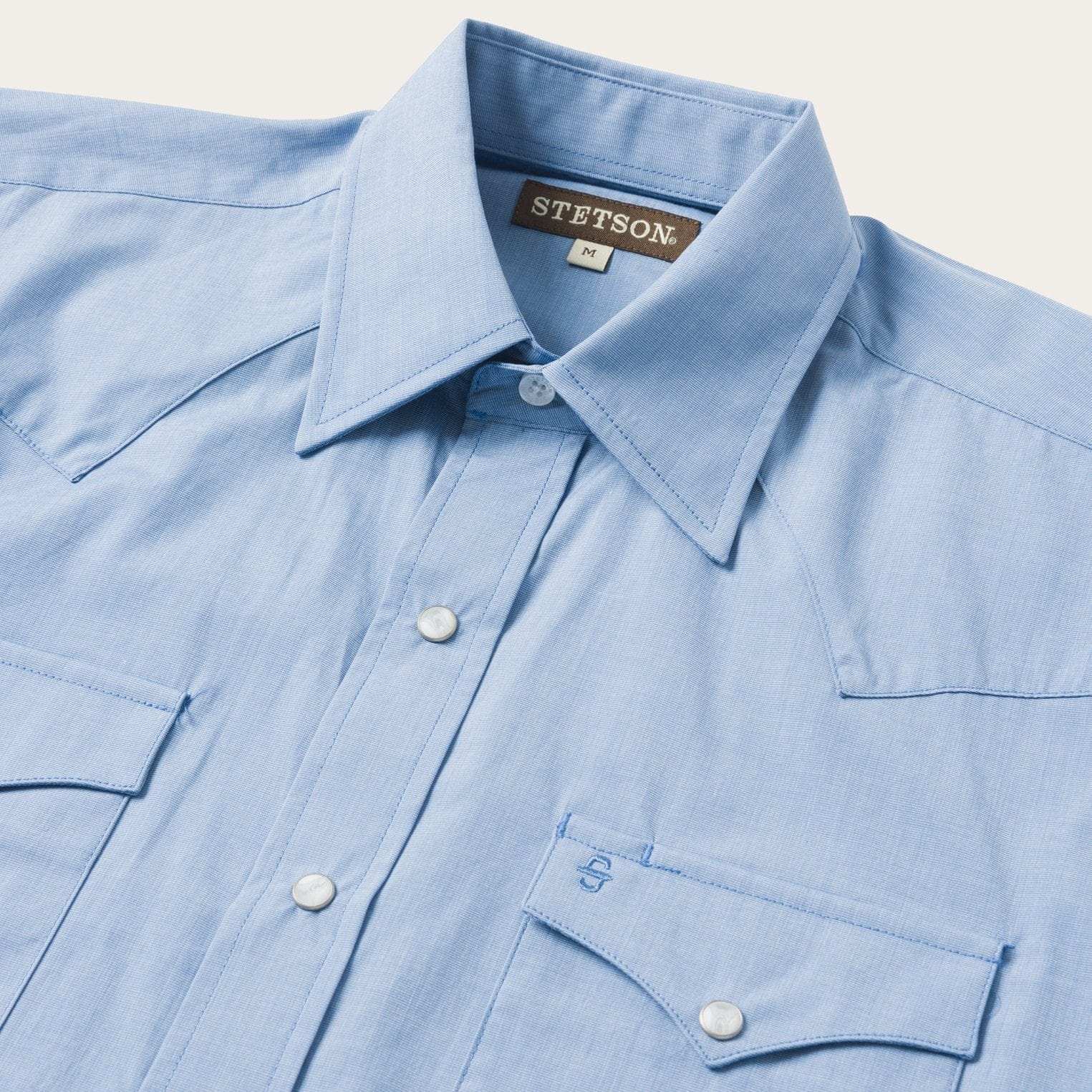 Stetson Blue End On End Solid Shirt - Stetson - Flyclothing LLC