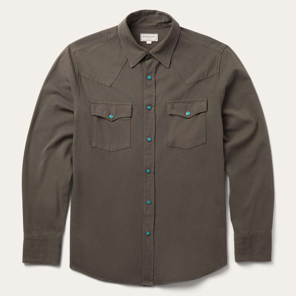 Stetson Turquoise Snap Twill Western Shirt - Stetson - Flyclothing LLC