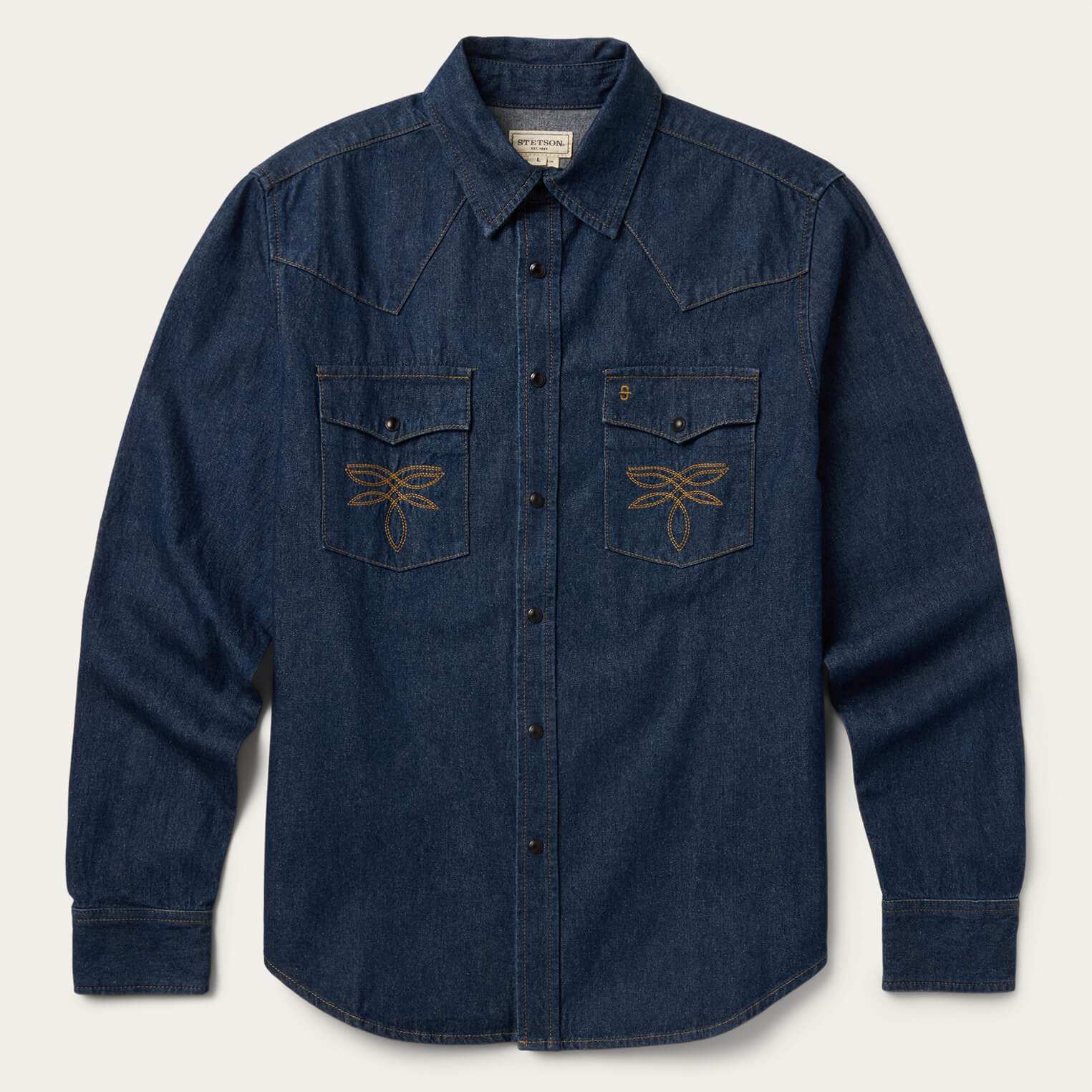 Stetson Boot Stitch Raw Denim Shirt - Stetson - Flyclothing LLC