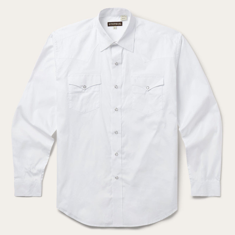Stetson White Pinpoint Oxford Western Shirt - Stetson