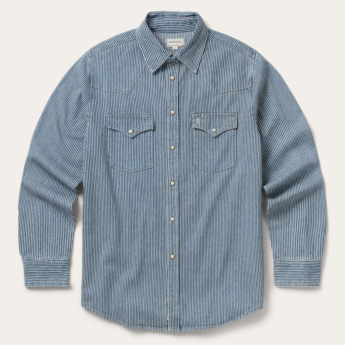 Stetson Denim Stripe Western Shirt - Stetson - Flyclothing LLC