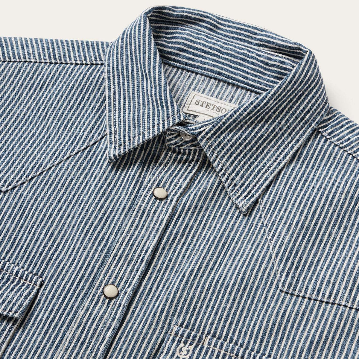 Stetson Denim Stripe Western Shirt - Stetson - Flyclothing LLC
