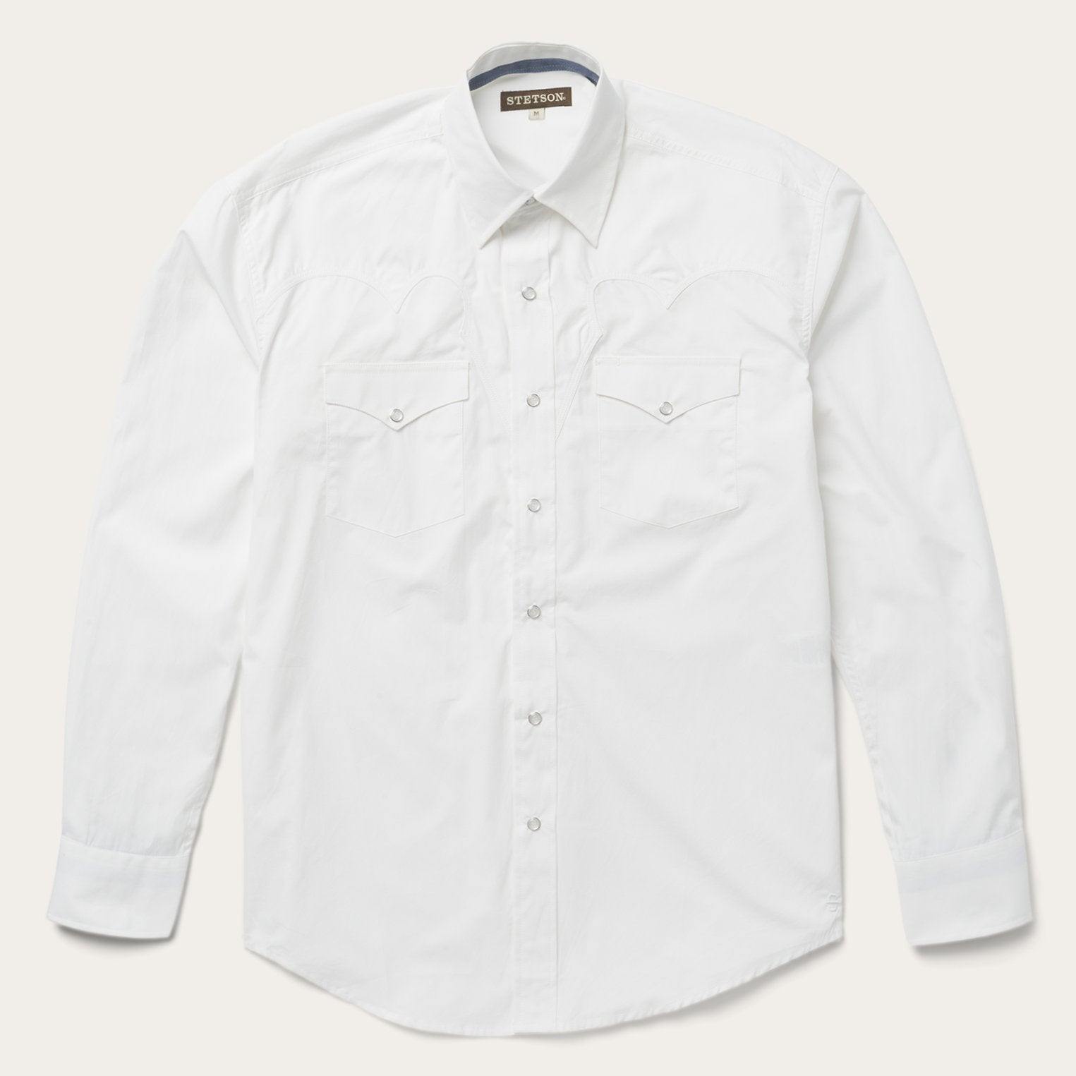Stetson Classic Solid Snap Poplin Shirt In Optic White
