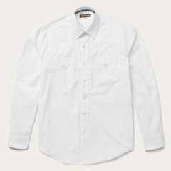Stetson Classic Solid Snap Poplin Shirt In Optic White