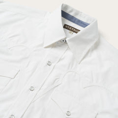 Stetson Classic Solid Snap Poplin Shirt In Optic White