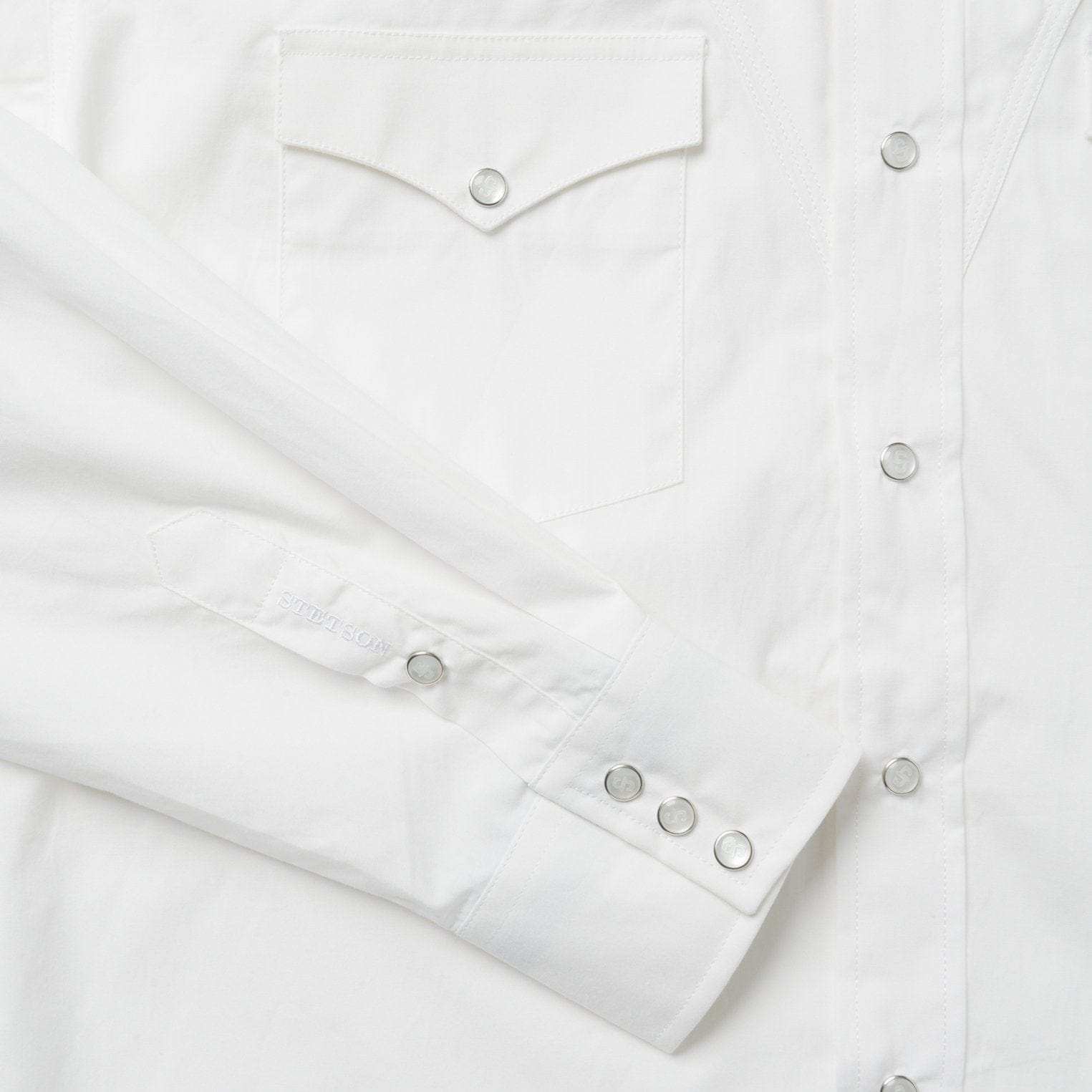 Stetson Classic Solid Snap Poplin Shirt In Optic White - Stetson - Flyclothing LLC