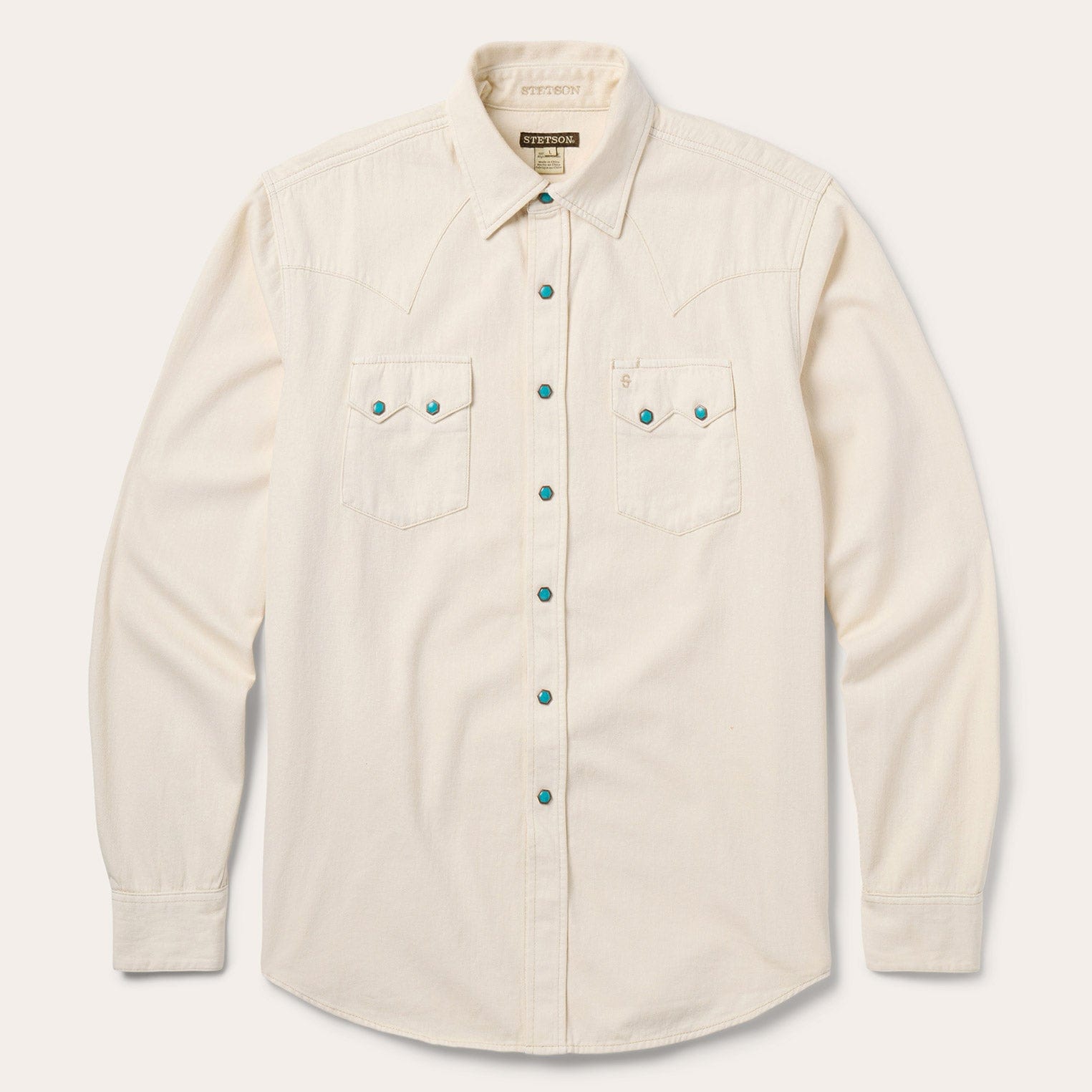 Stetson Turquoise Snap Western Denim Shirt